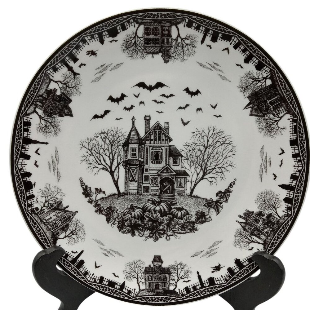 Lenox Haunted Village Four-Piece Place Set Dessert Plate Set 8” - Picture 2 of 16